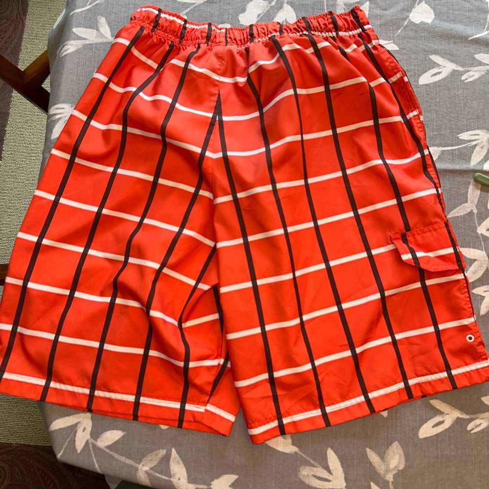 Nike Red and Black windowpane Board Shorts